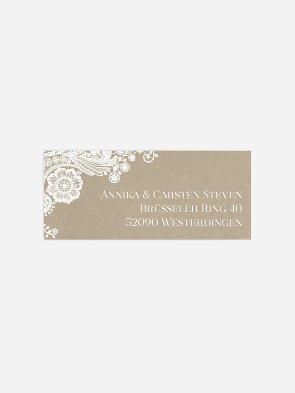 Absenderaufkleber Hochzeit Vintage Lace