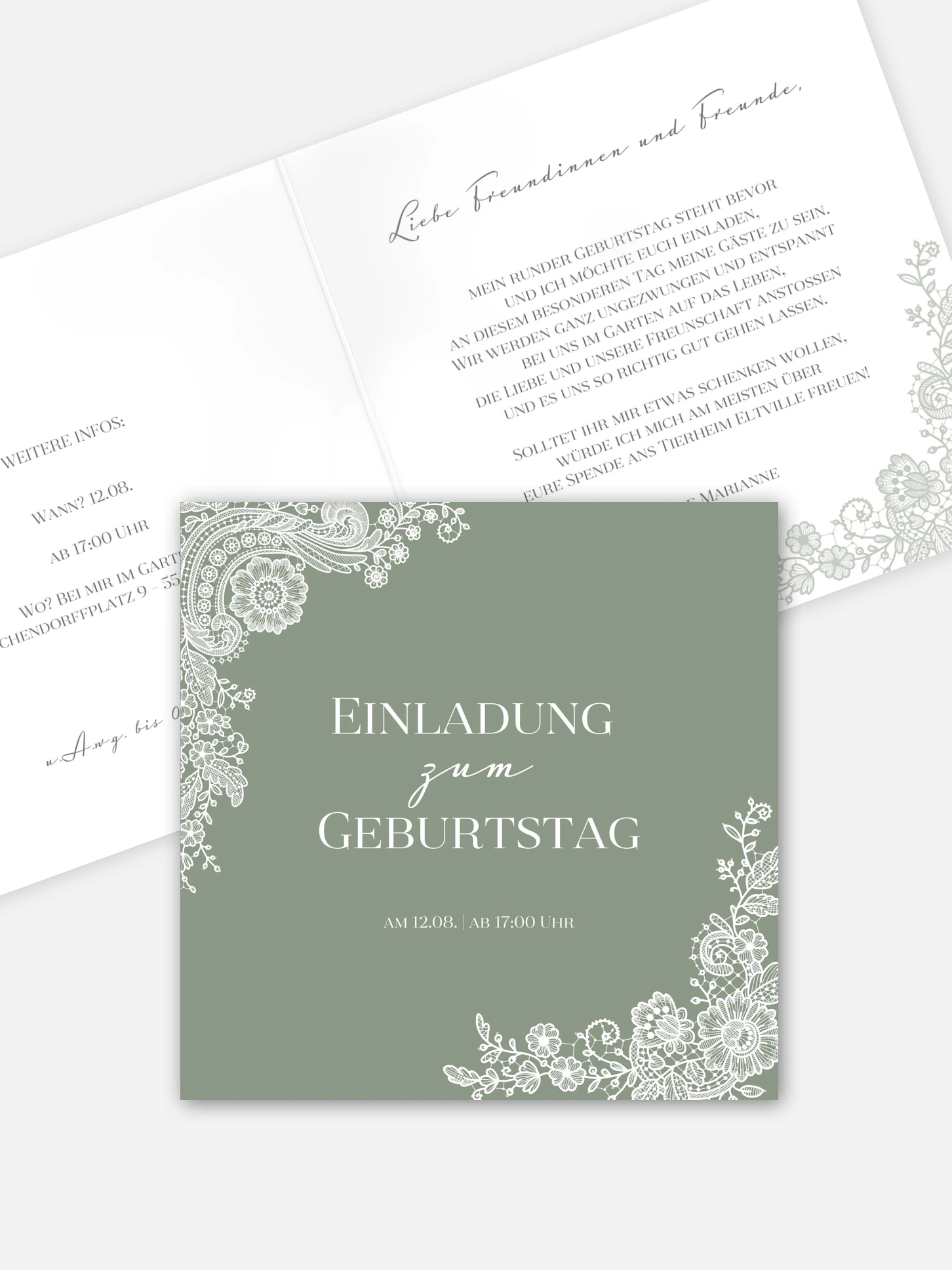Einladung 60. Geburtstag Vintage Lace