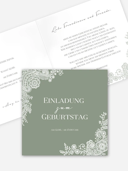 Einladung 60. Geburtstag Vintage Lace