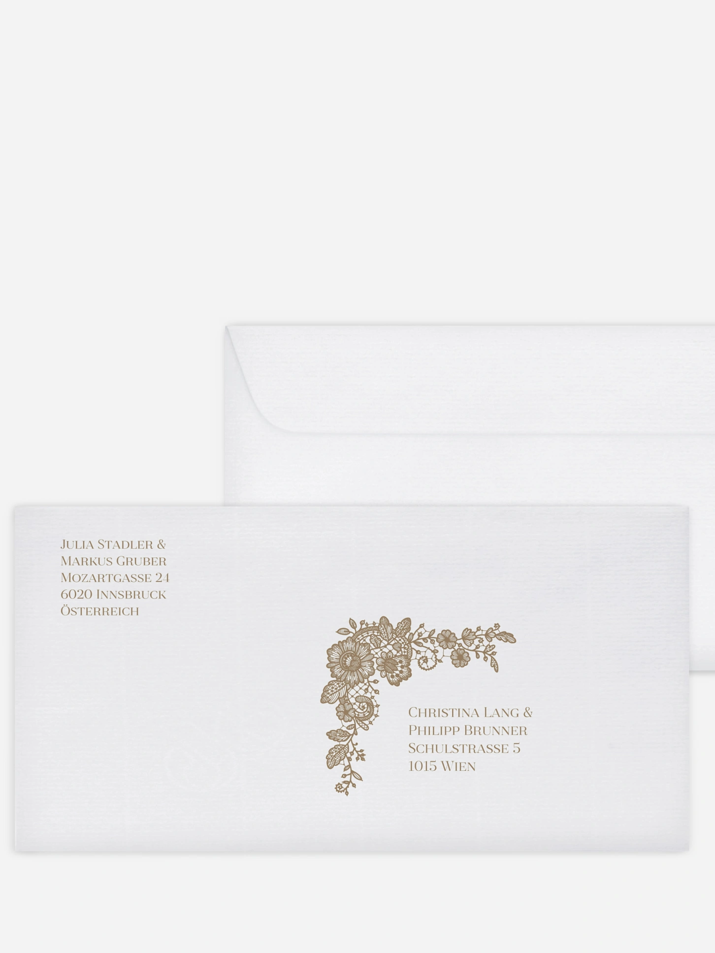 Bedruckter Briefumschlag Hochzeit Vintage Lace