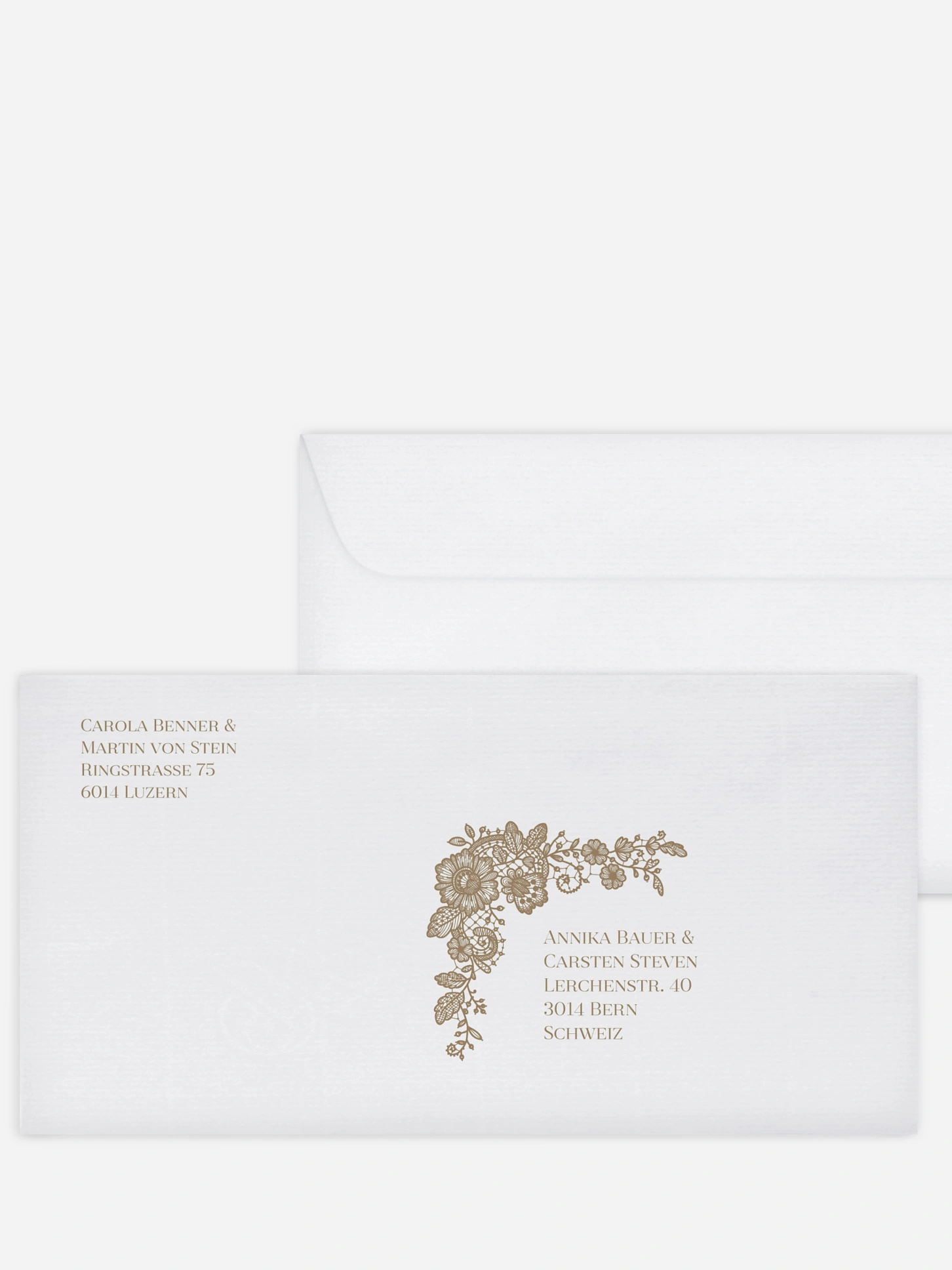 Bedruckter Briefumschlag Hochzeit Vintage Lace