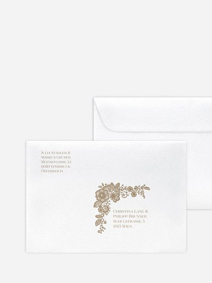 Bedruckter Briefumschlag Hochzeit Vintage Lace