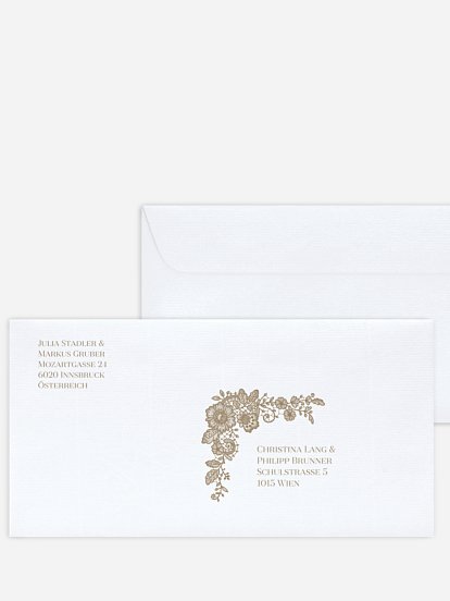 Bedruckter Briefumschlag Hochzeit Vintage Lace