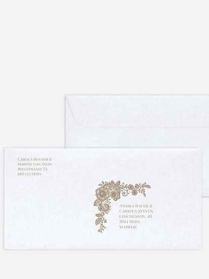 Bedruckter Briefumschlag Hochzeit Vintage Lace