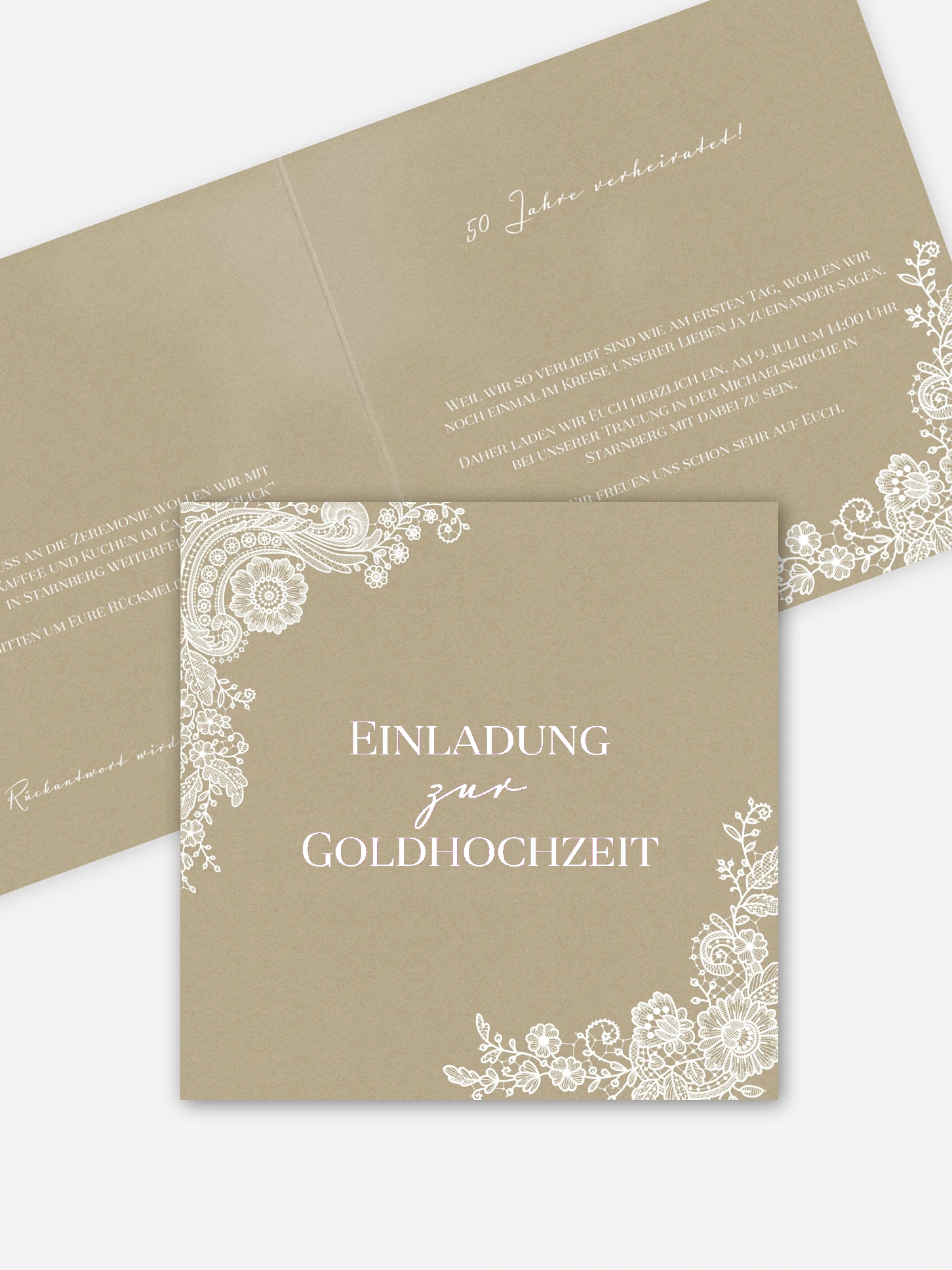 Einladung zur Goldenen Hochzeit Vintage Lace