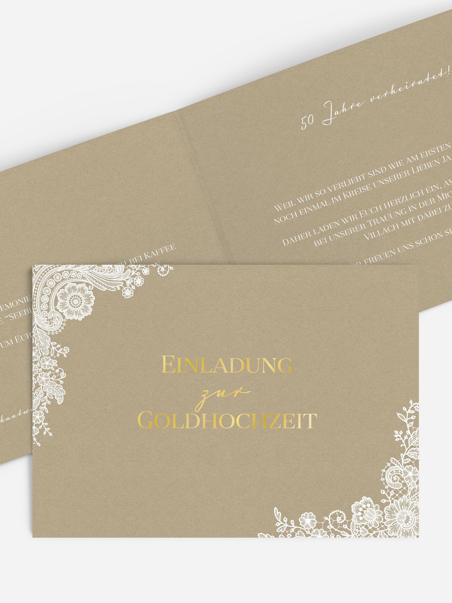 Einladung zur Goldenen Hochzeit Vintage Lace