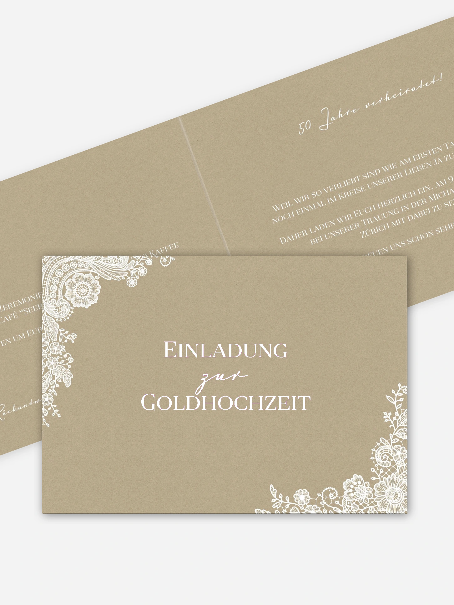 Einladung zur Goldenen Hochzeit Vintage Lace
