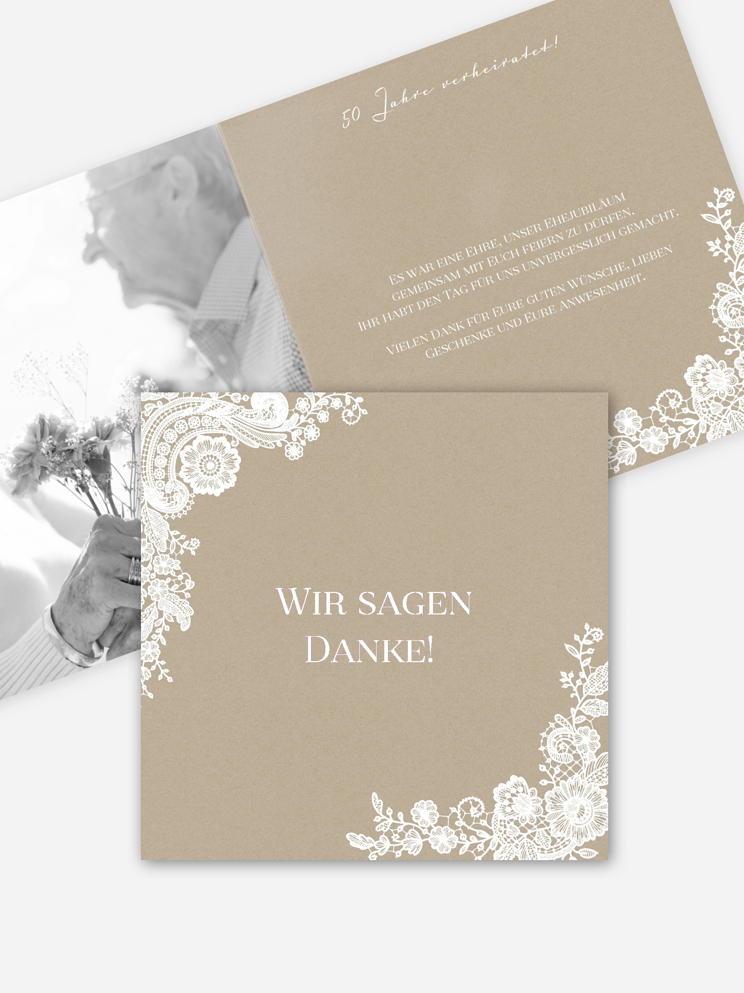 Danksagung zur Goldenen Hochzeit Vintage Lace