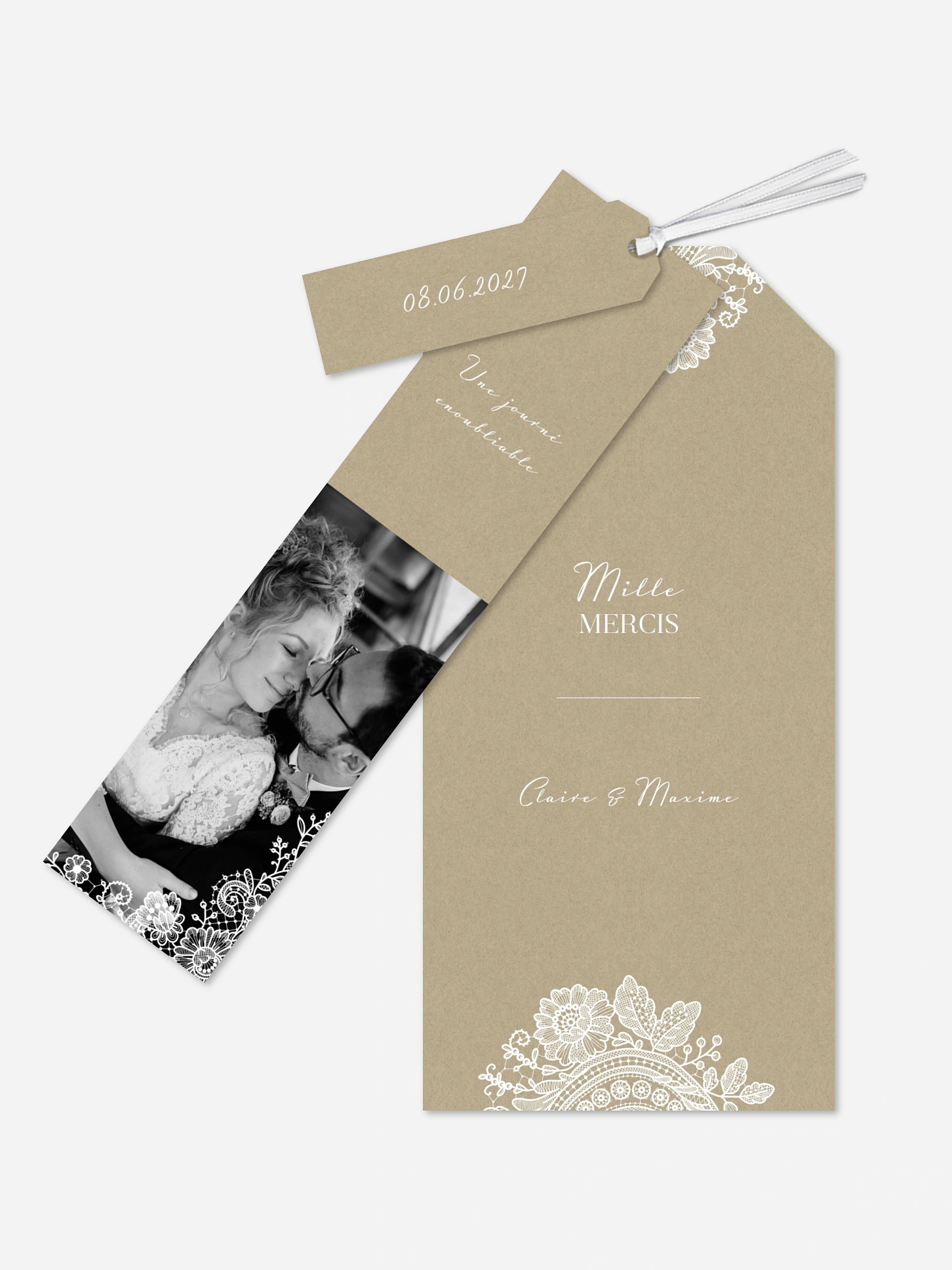 Carte de remerciements Dentelle vintage