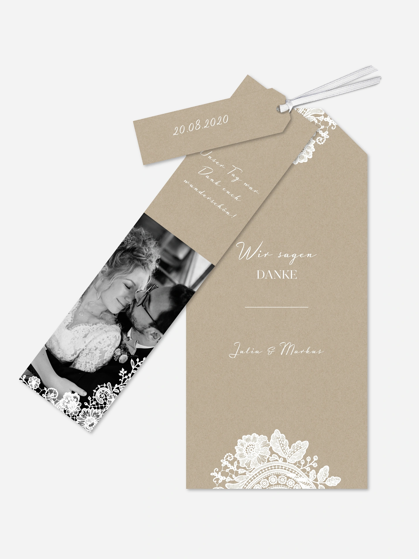 Dankeskarte Hochzeit Vintage Lace