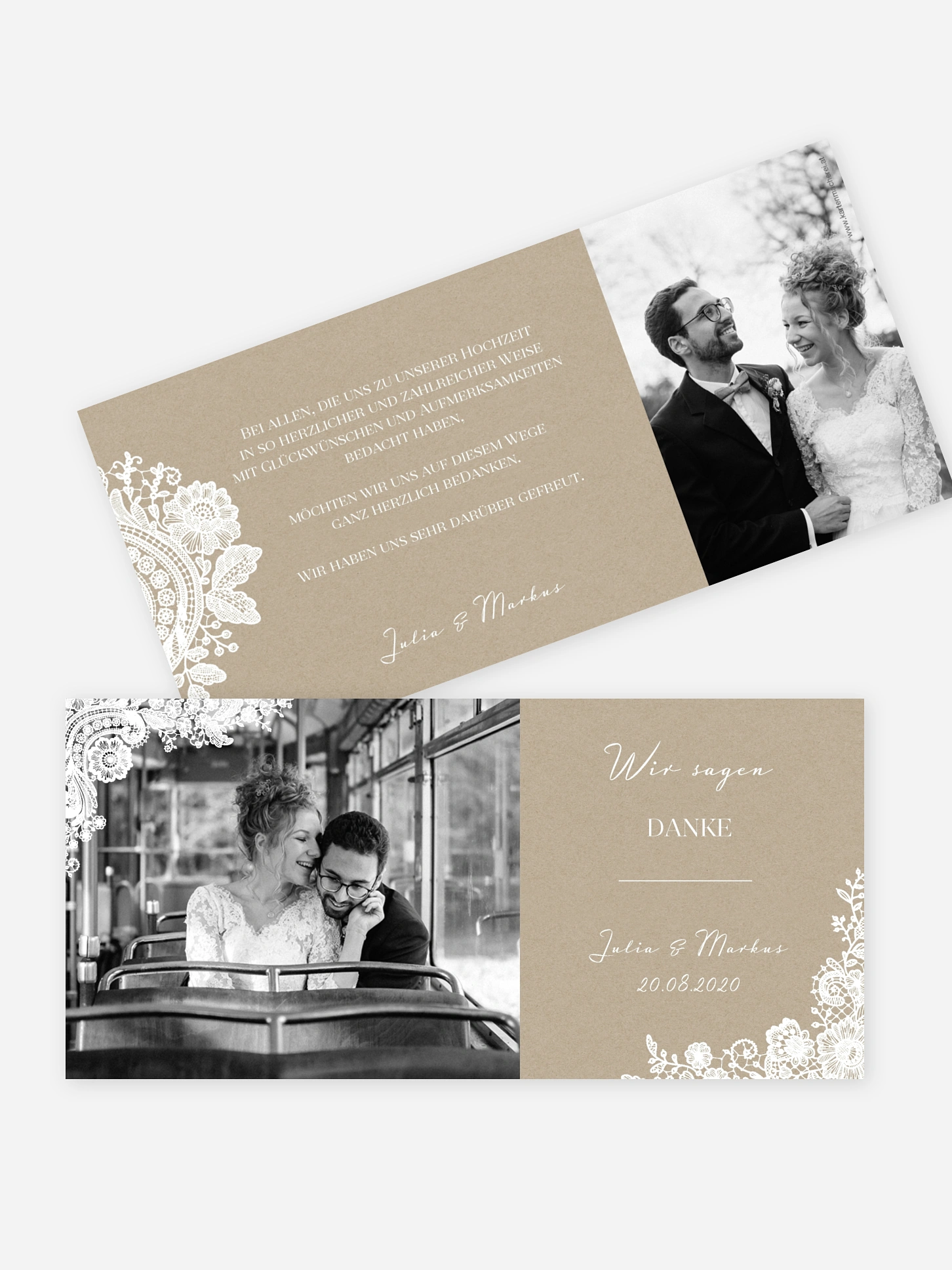 Dankeskarte Hochzeit Vintage Lace