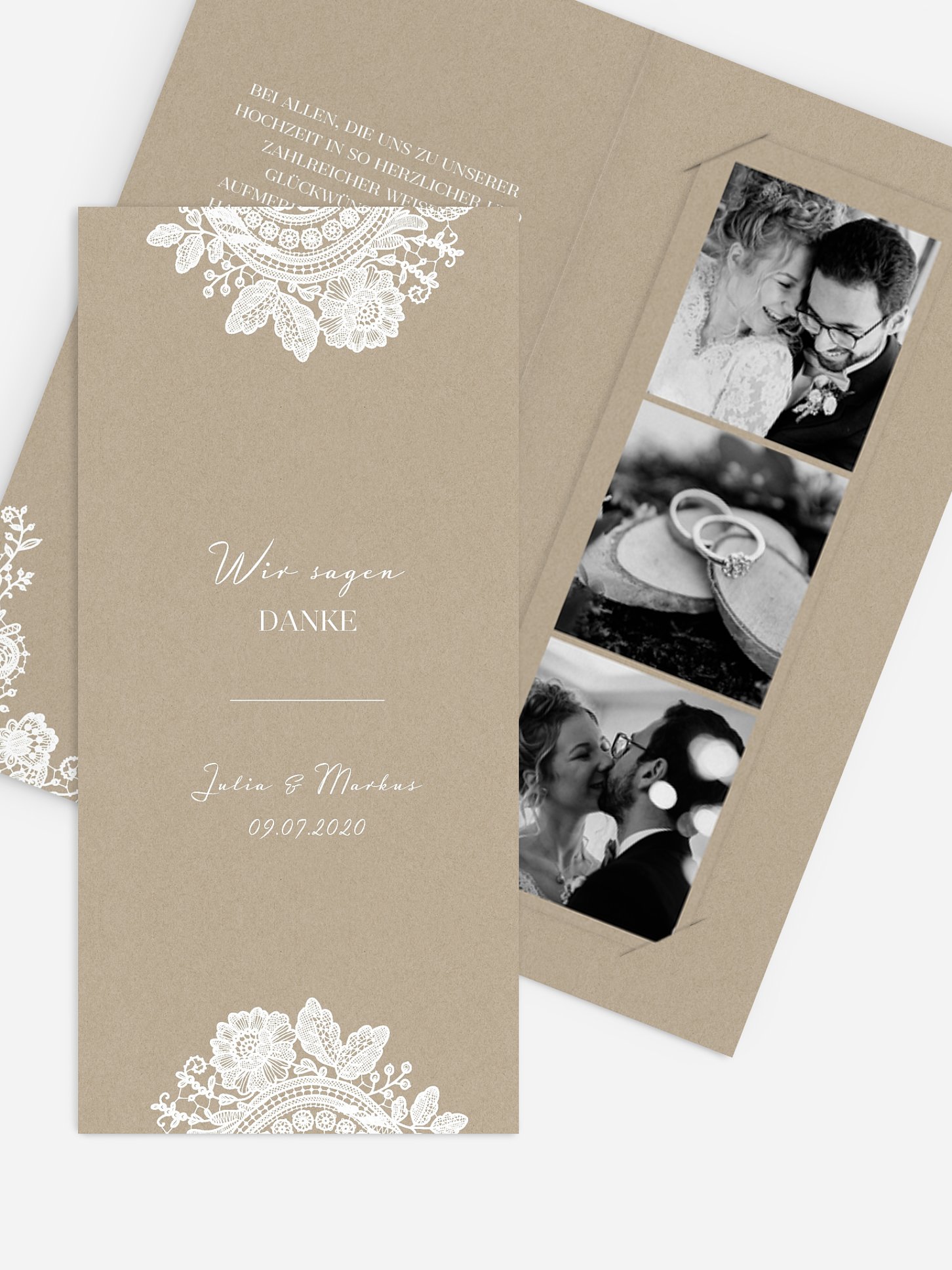 Dankeskarte Hochzeit Vintage Lace