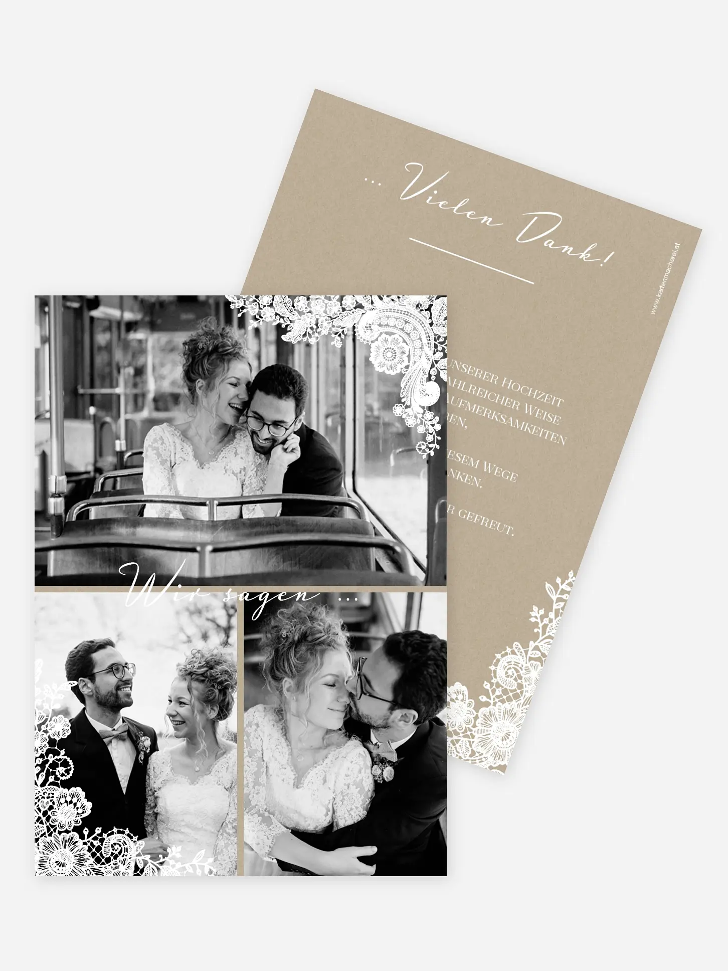Dankeskarte Hochzeit Vintage Lace