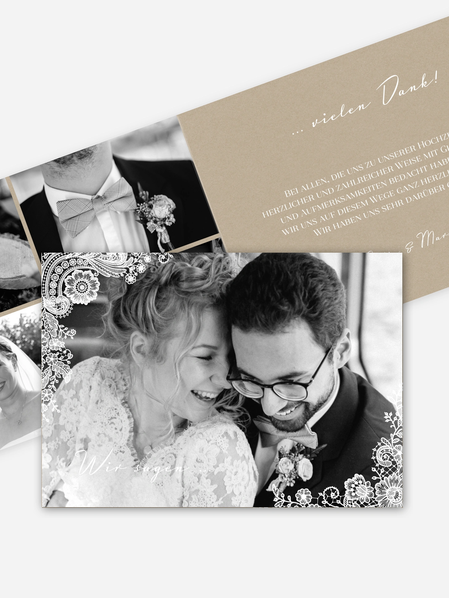 Dankeskarte Hochzeit Vintage Lace