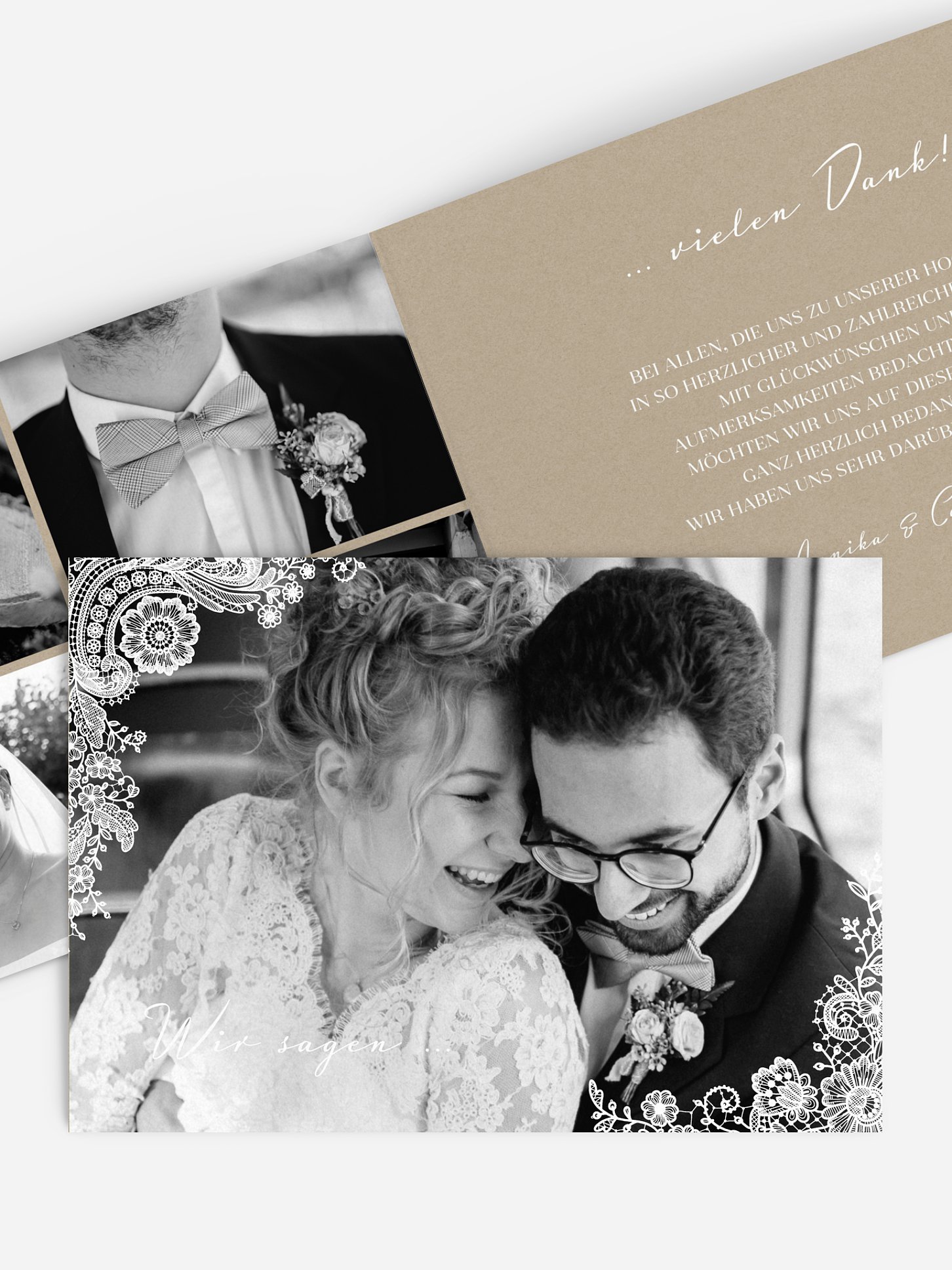 Dankeskarte Hochzeit Vintage Lace