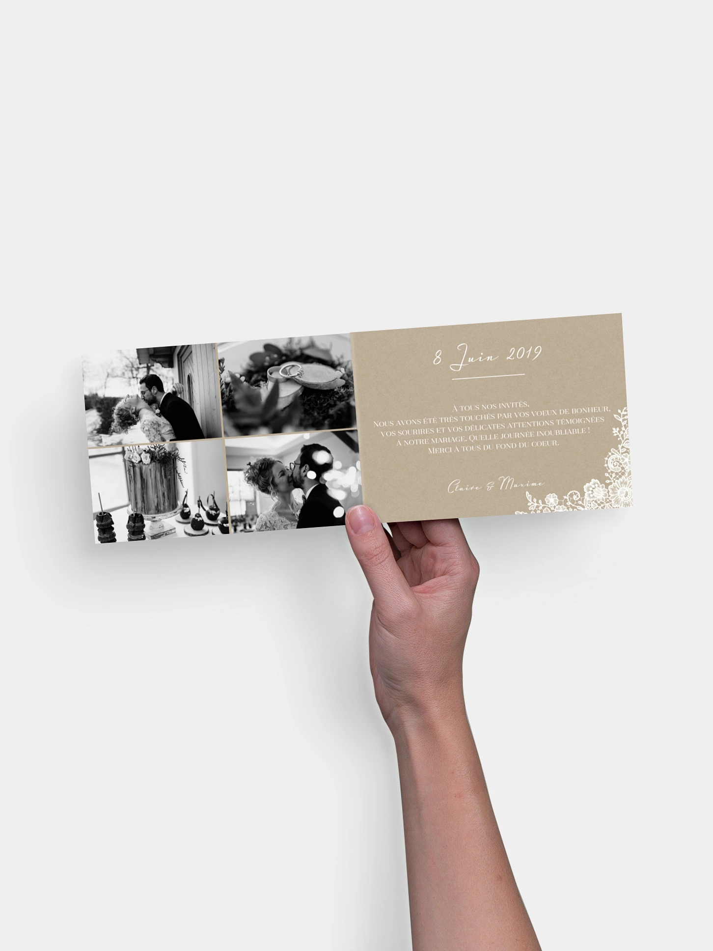 Carte de remerciements Dentelle vintage