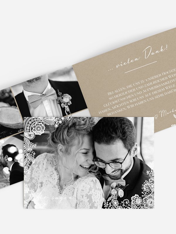 Dankeskarte Hochzeit Vintage Lace