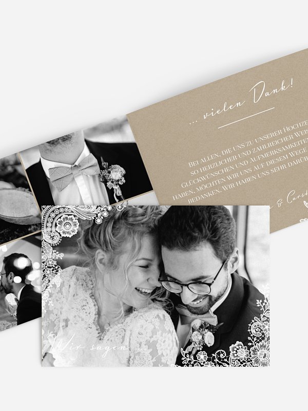 Dankeskarte Hochzeit Vintage Lace