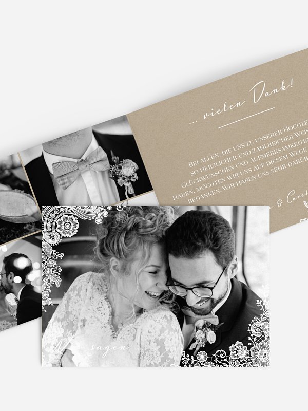 Dankeskarte Hochzeit Vintage Lace
