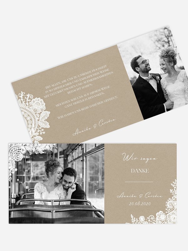 Dankeskarte Hochzeit Vintage Lace