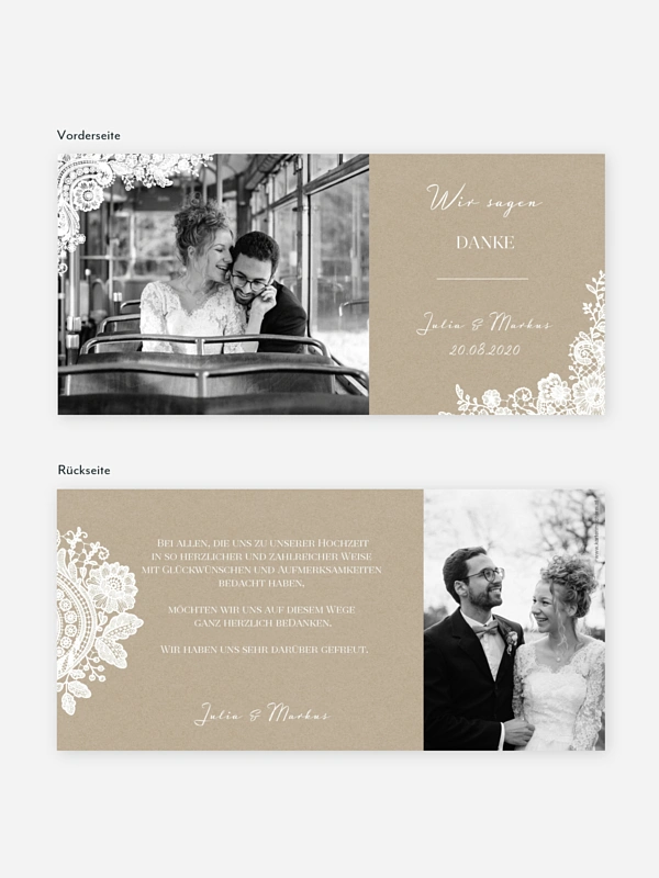 Dankeskarte Hochzeit Vintage Lace