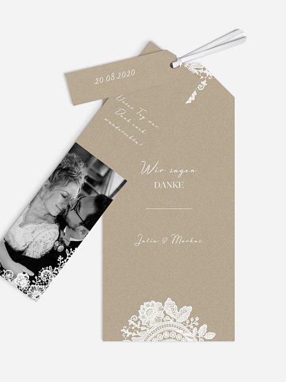 Dankeskarte Hochzeit Vintage Lace