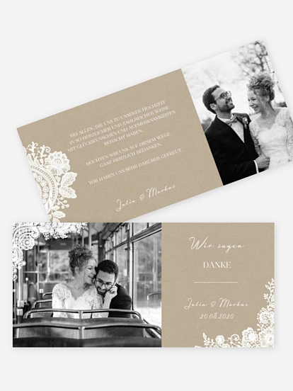 Dankeskarte Hochzeit Vintage Lace