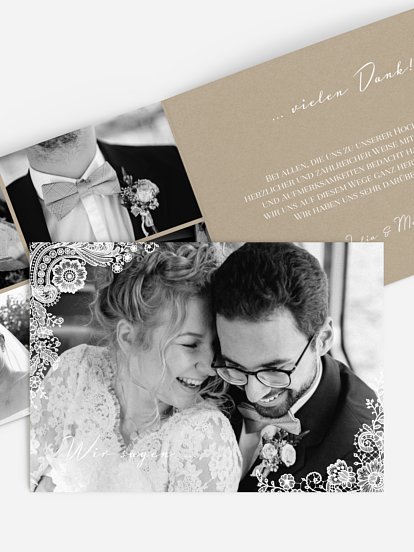 Dankeskarte Hochzeit Vintage Lace