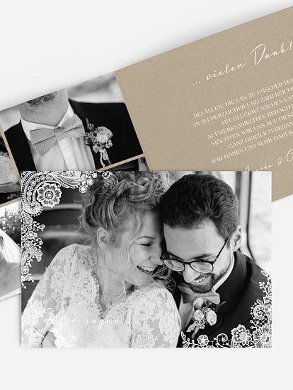 Dankeskarte Hochzeit Vintage Lace