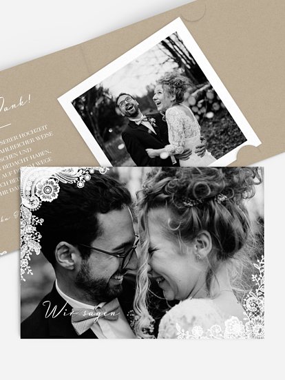 Dankeskarte Hochzeit Vintage Lace
