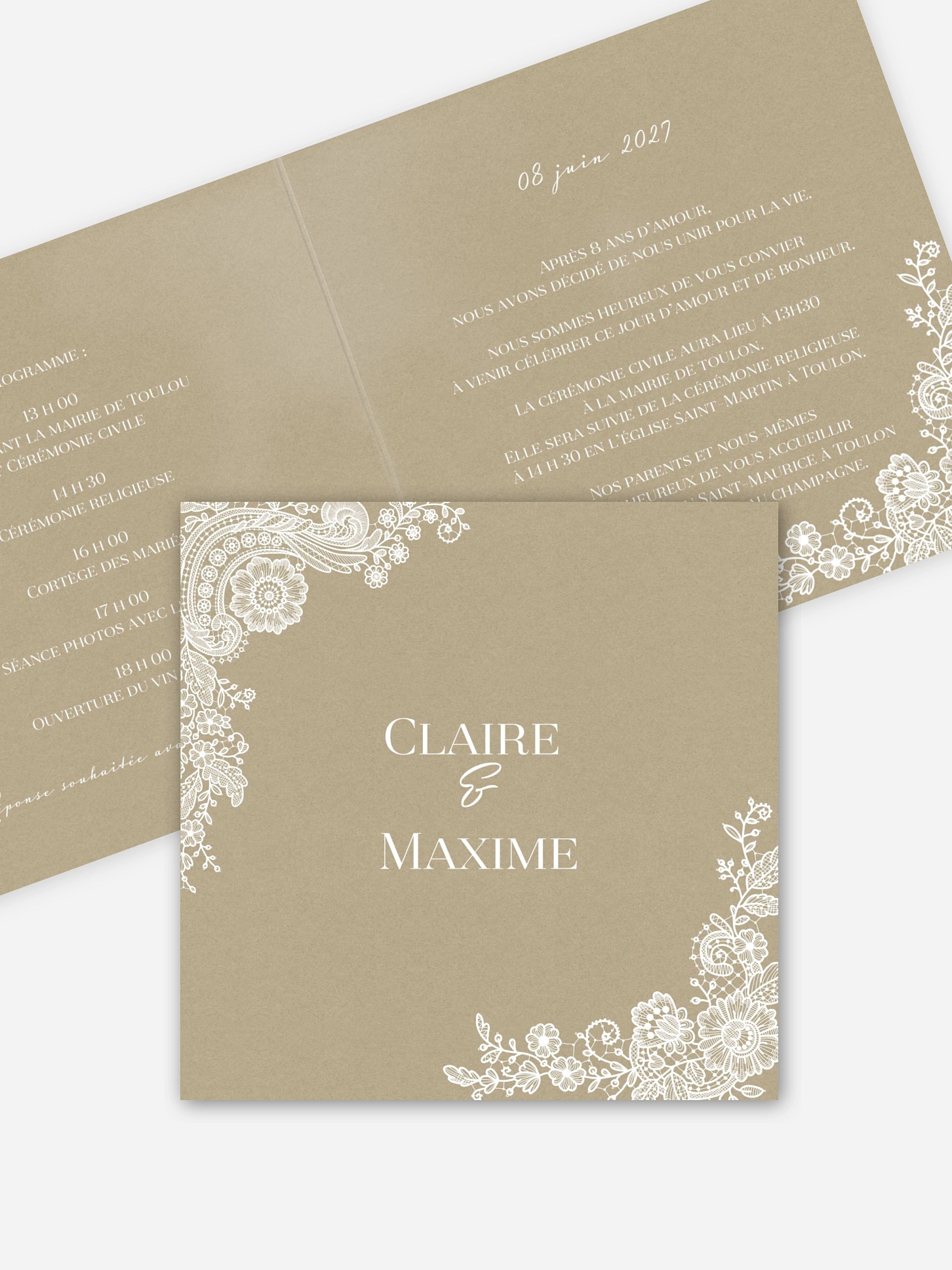 Faire-part mariage Dentelle vintage