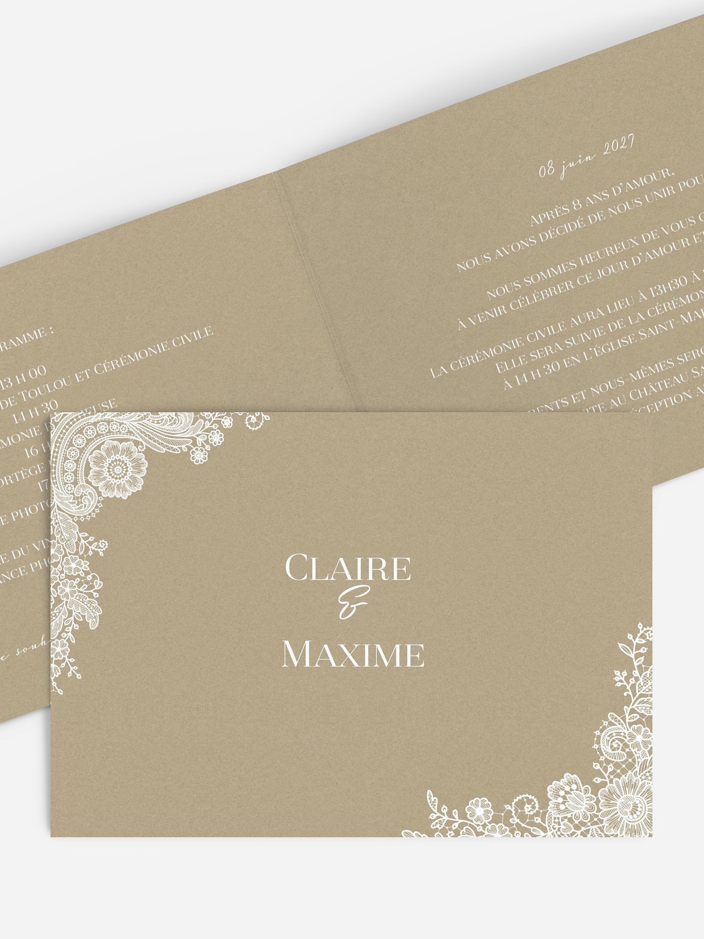 Faire-part mariage Dentelle vintage