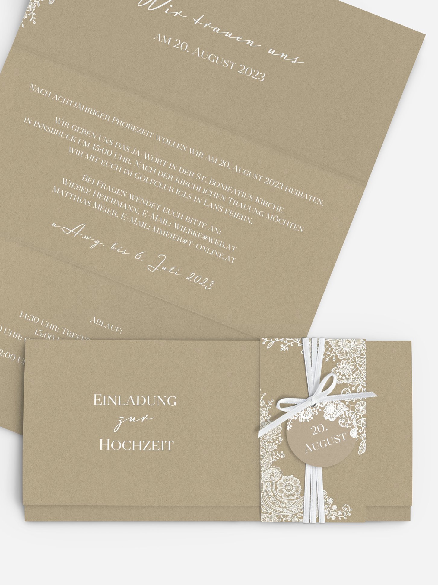 Hochzeitseinladung Vintage Lace