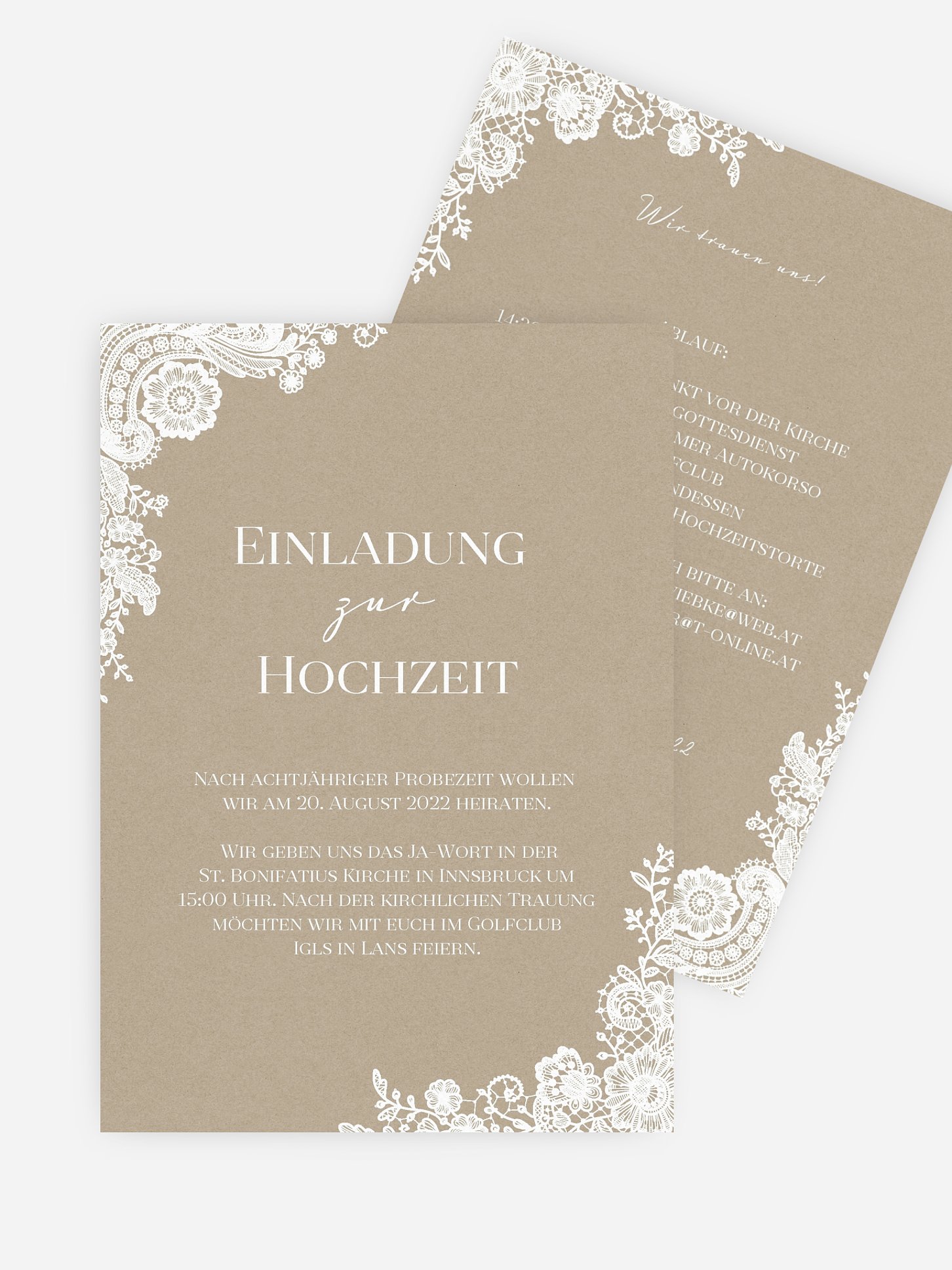 Hochzeitseinladung Vintage Lace