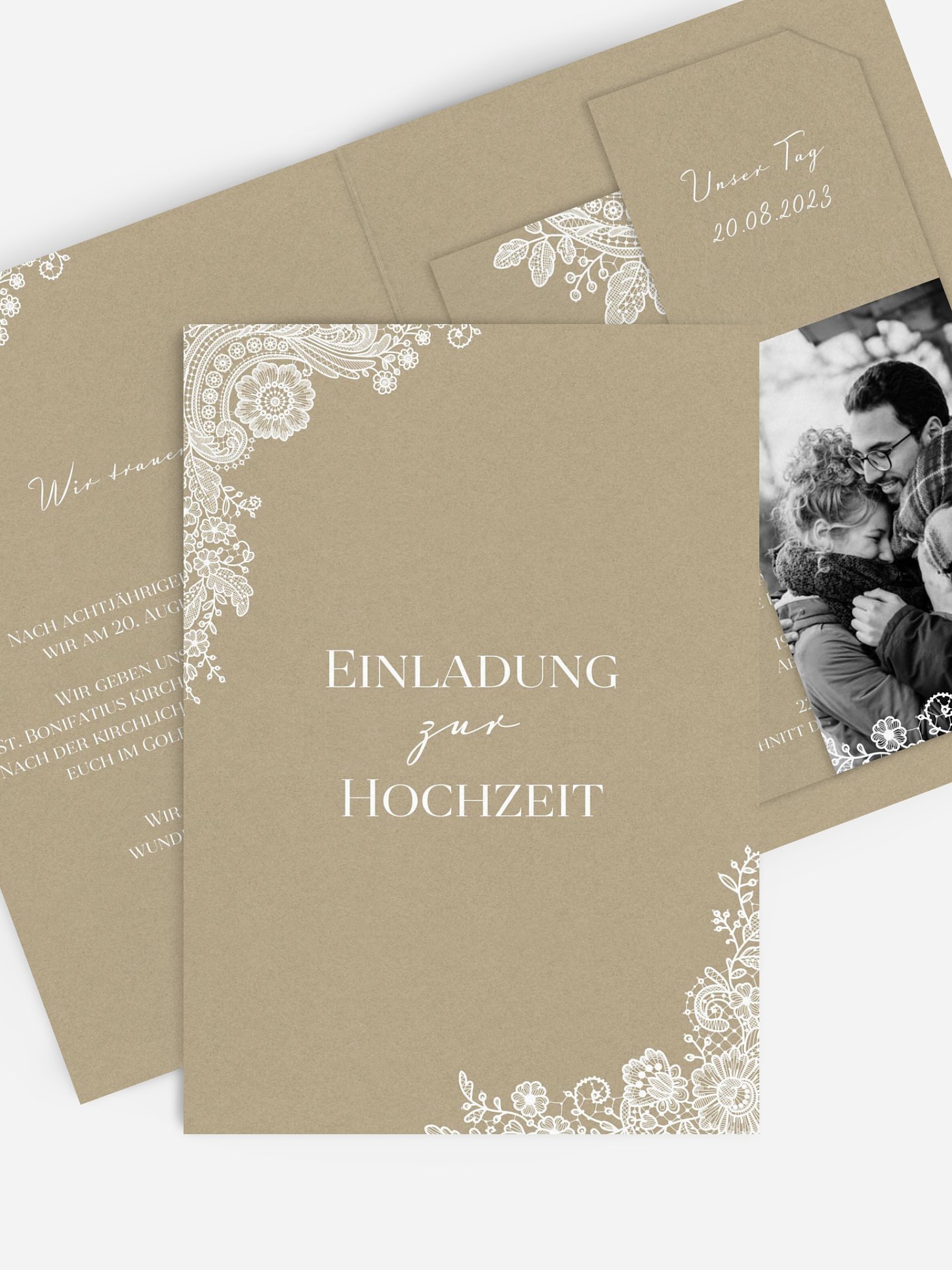 Hochzeitseinladung Vintage Lace