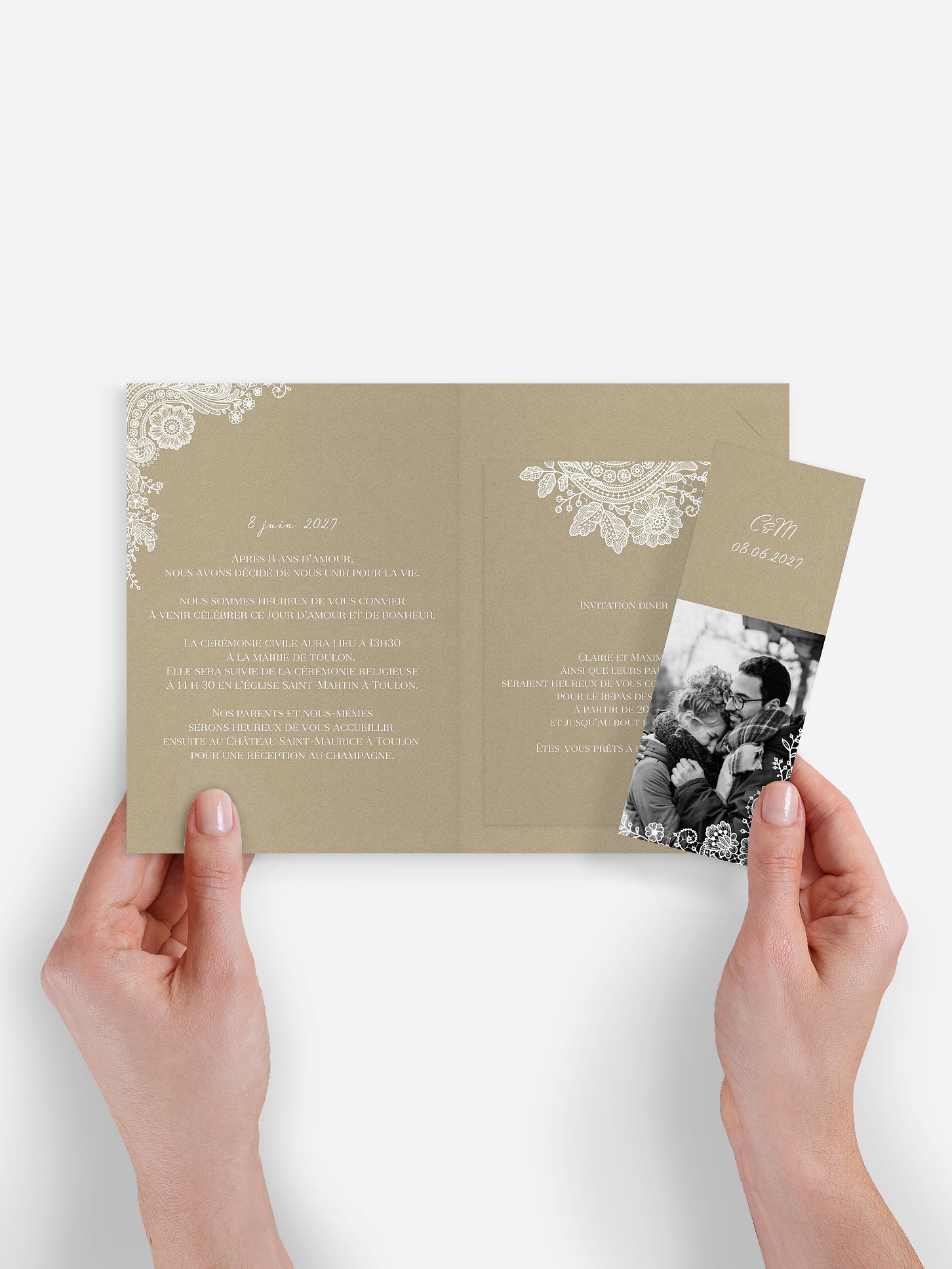 Faire-part mariage Dentelle vintage