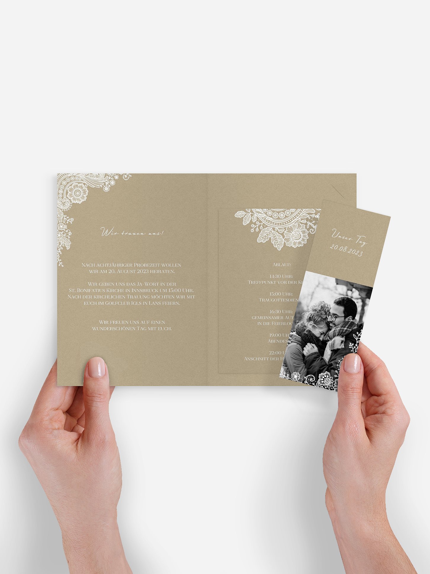 Hochzeitseinladung Vintage Lace
