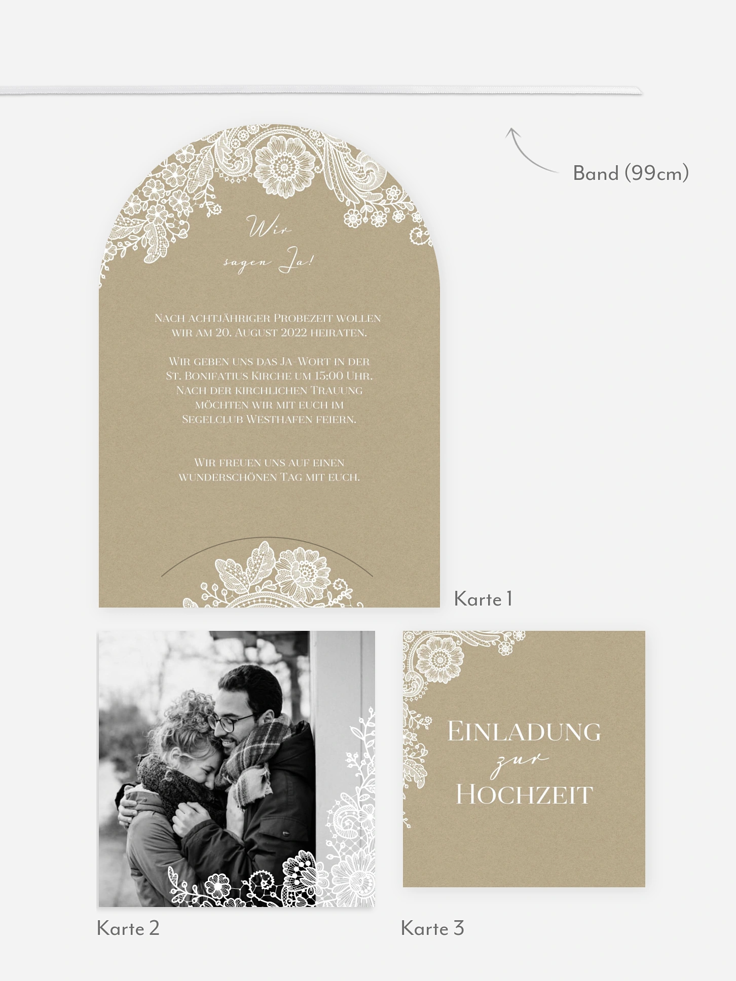 Hochzeitseinladung Vintage Lace
