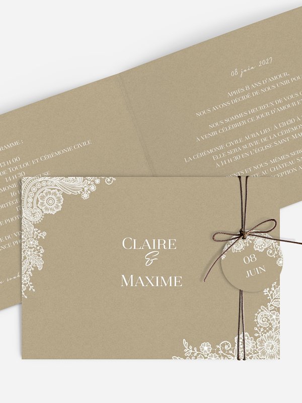 Faire-part mariage Dentelle vintage