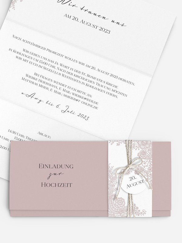 Hochzeitseinladung Vintage Lace