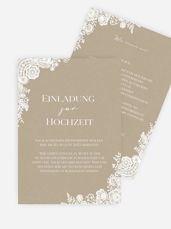 Hochzeitseinladung Vintage Lace
