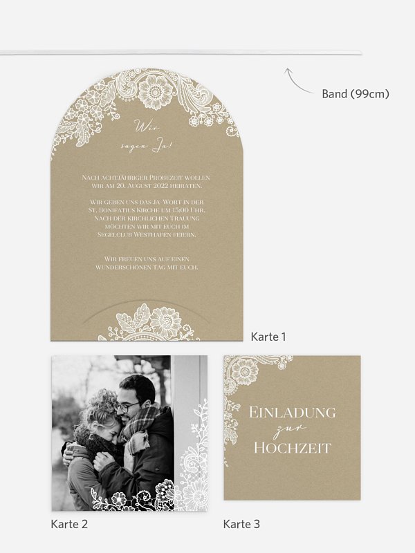 Hochzeitseinladung Vintage Lace