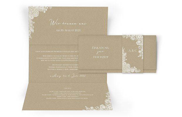 Einladung zur Hochzeit "Vintage Lace"