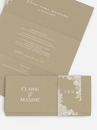 Faire-part mariage Dentelle vintage