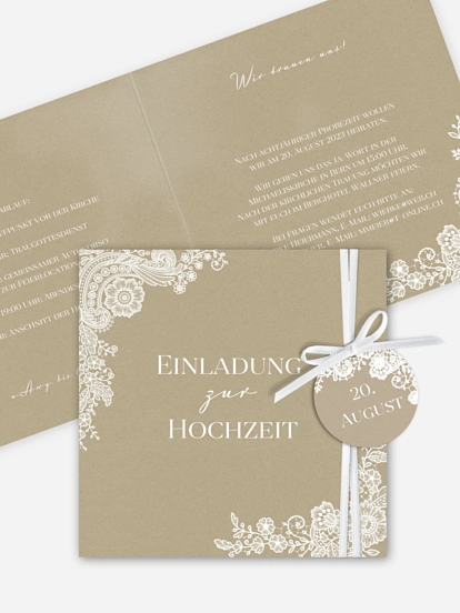 Hochzeitseinladung Vintage Lace