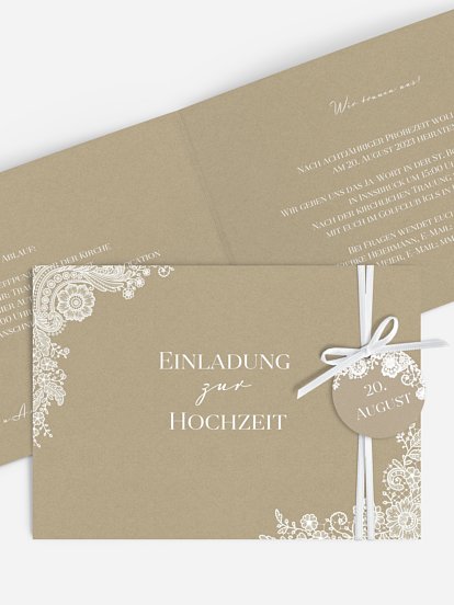 Hochzeitseinladung Vintage Lace