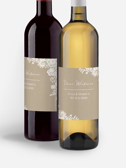 Flaschenetikett Hochzeit Vintage Lace