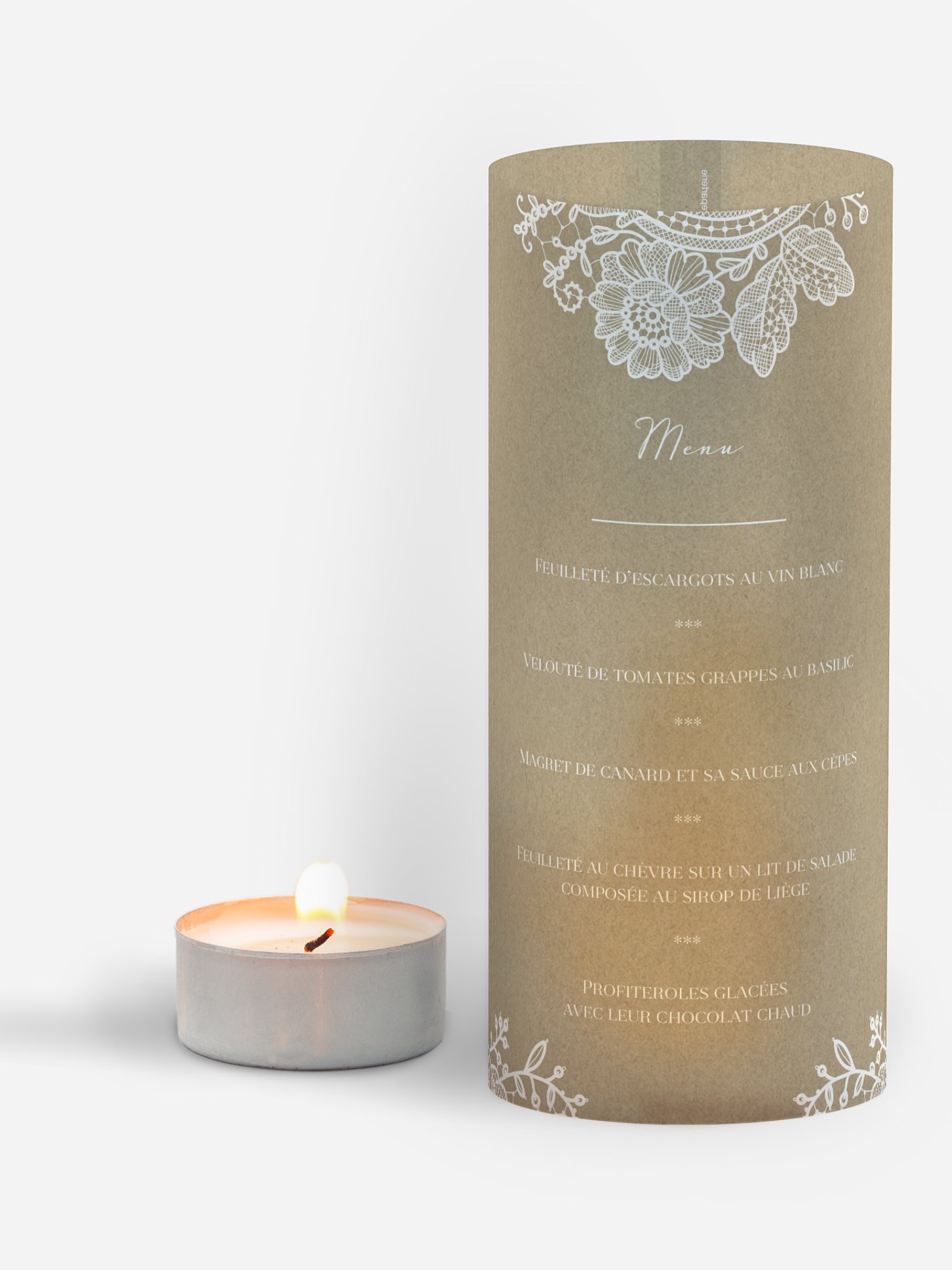 Menu mariage Dentelle vintage
