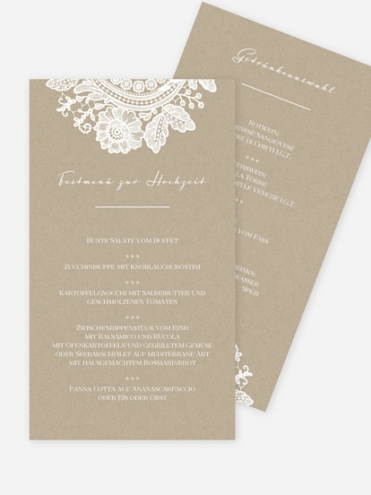 Menükarte Hochzeit Vintage Lace