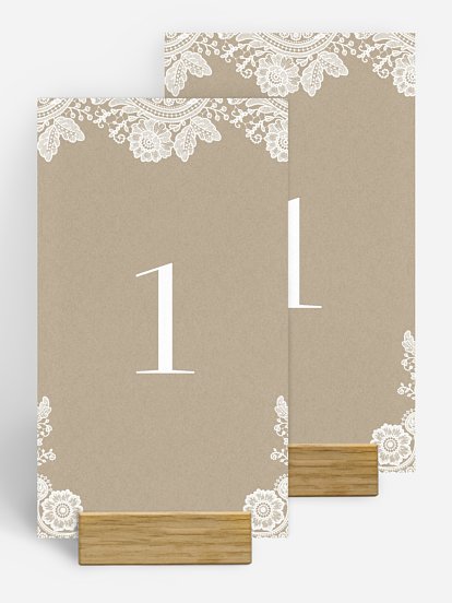Numéro de table mariage Dentelle vintage